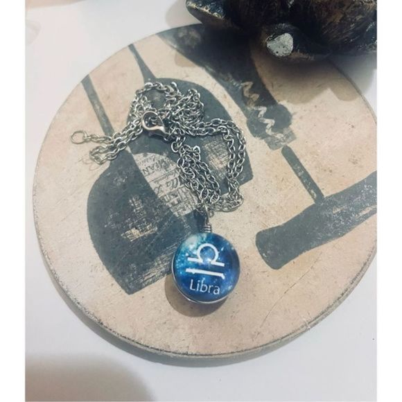 Libra BLUE GLOBE ZODIAC STAR SIGN HOROSCOPE NECKLACE - Picture 3 of 8